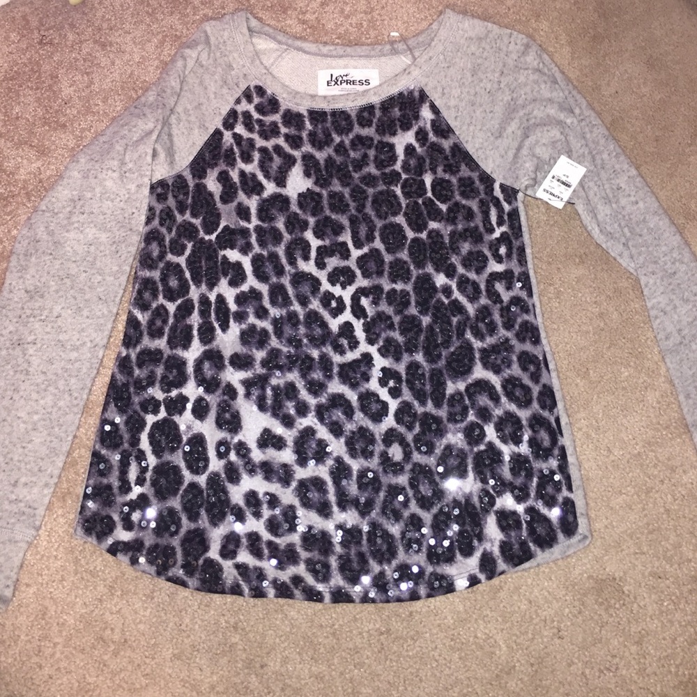 NWT Express sequin cheetah sweater small